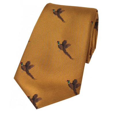 Soprano Flying Pheasant Silk Tie - Golden